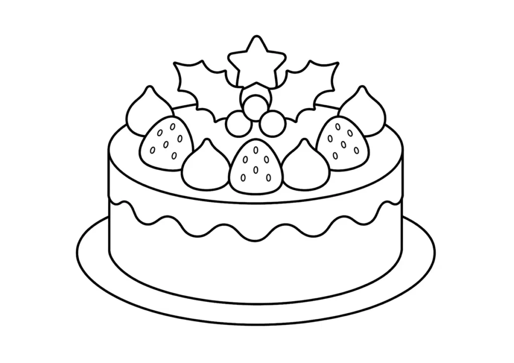 クリスマスケーキの塗り絵