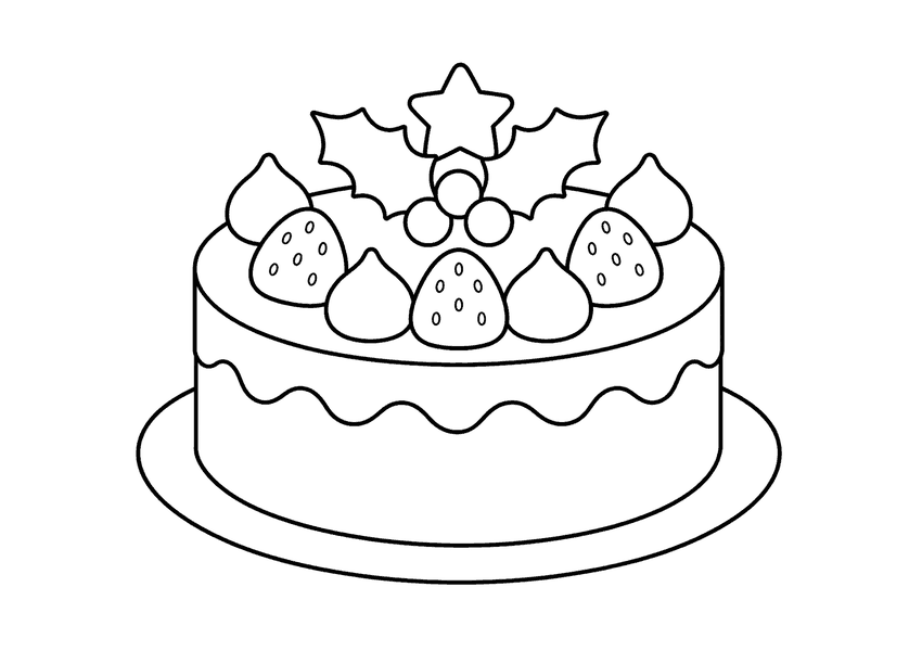 クリスマスケーキの塗り絵