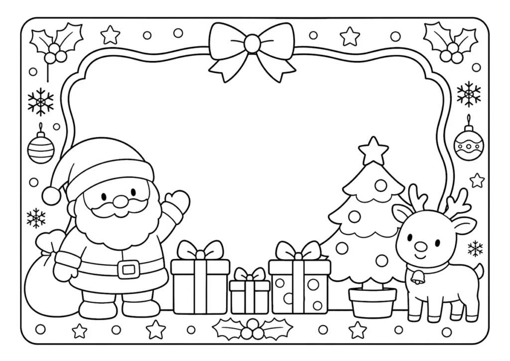 クリスマスカードの塗り絵