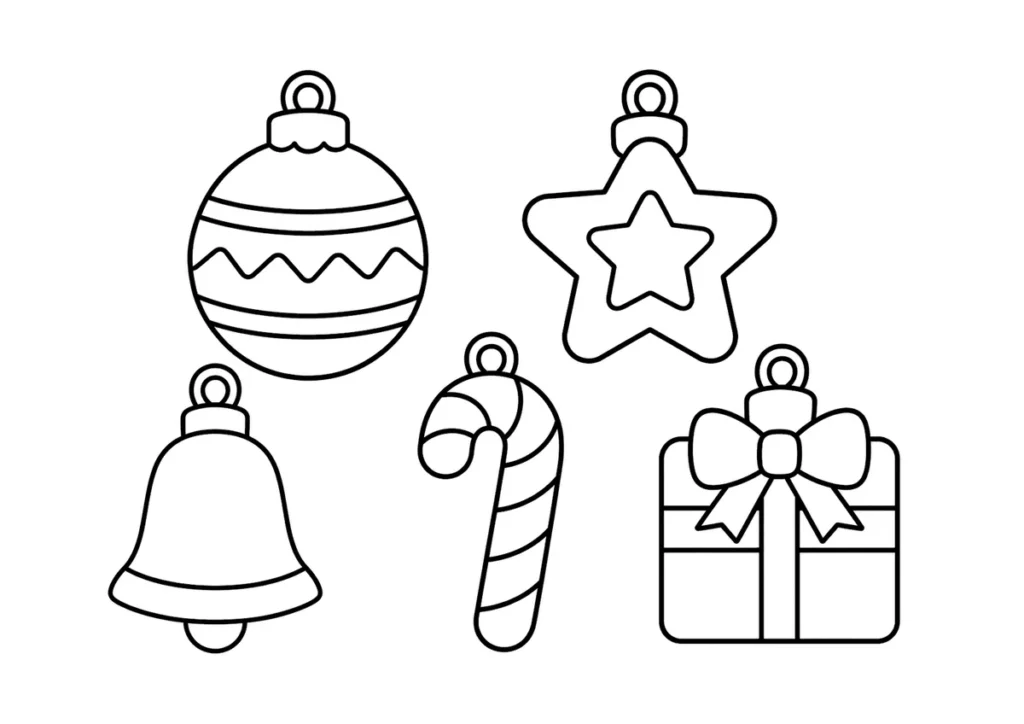 クリスマスツリーの飾りの塗り絵