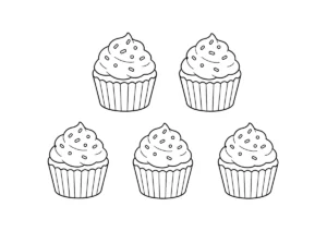 カップケーキの塗り絵