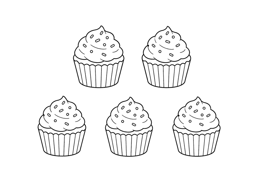カップケーキの塗り絵