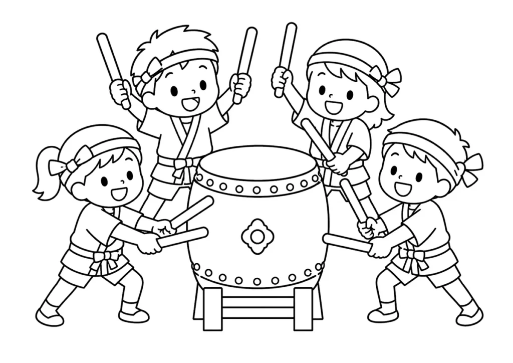 太鼓の塗り絵