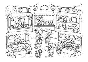 縁日の塗り絵