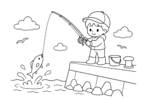 魚釣りの塗り絵
