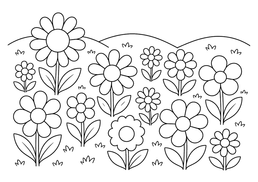 花畑の塗り絵