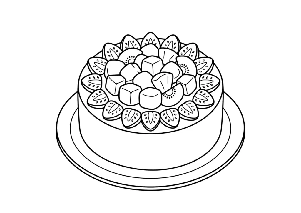 フルーツケーキの塗り絵