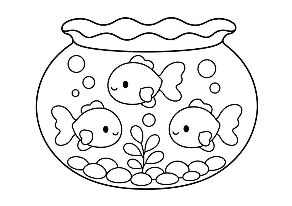 金魚鉢の塗り絵