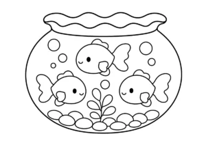 金魚鉢の塗り絵