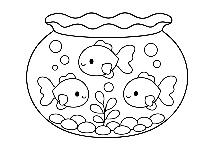 金魚鉢の塗り絵