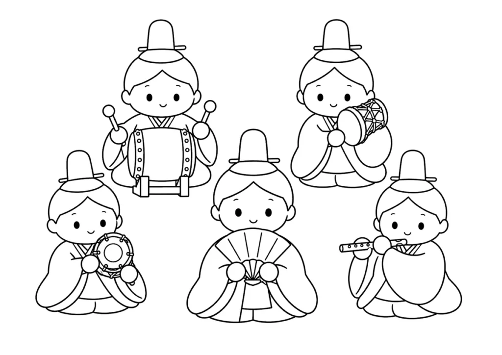 五人囃子の塗り絵