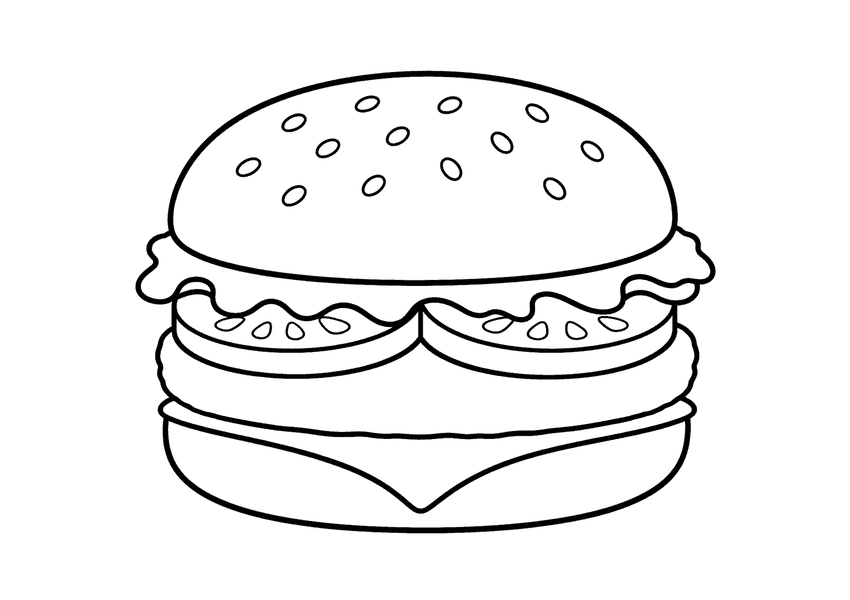 ハンバーガーの塗り絵
