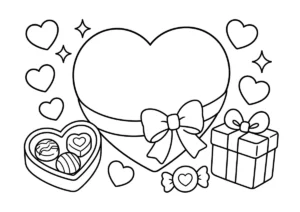 ハート（バレンタイン）の塗り絵