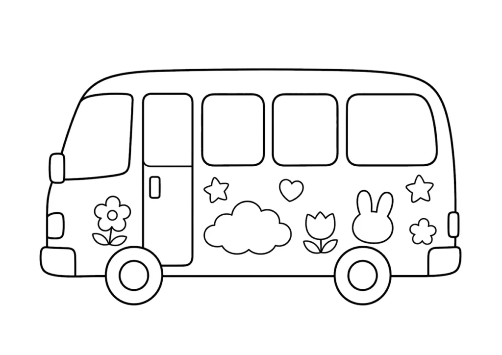 幼稚園・保育園バスの塗り絵
