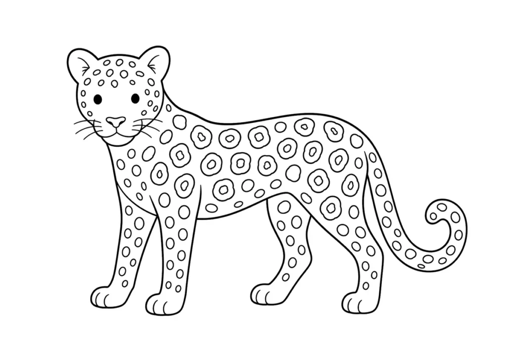 ヒョウの塗り絵