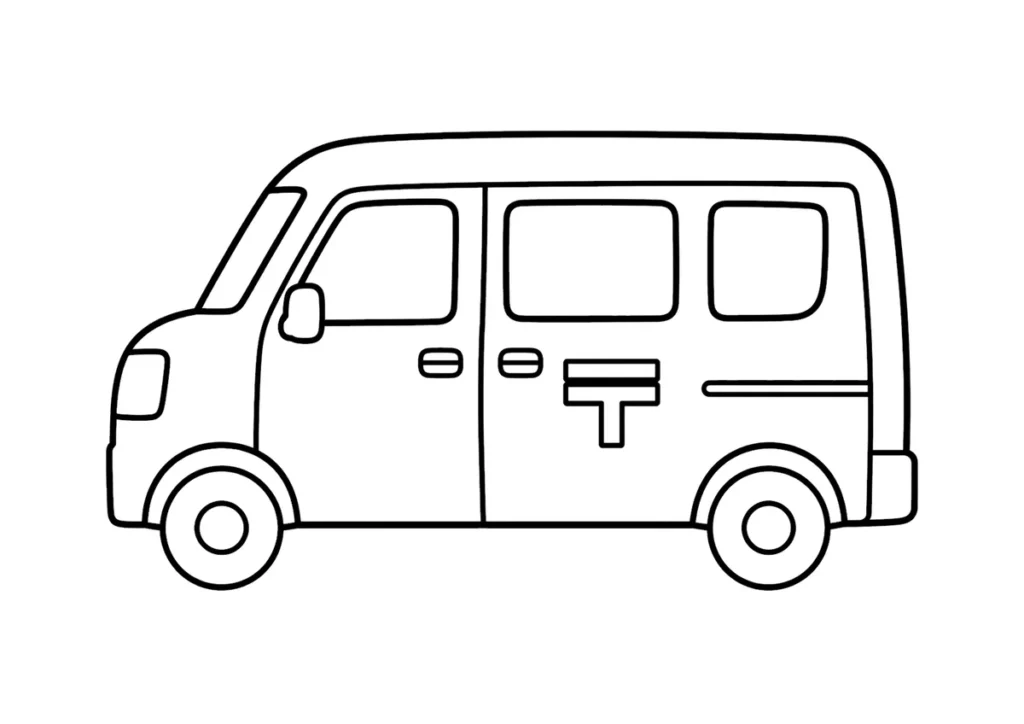 郵便車の塗り絵