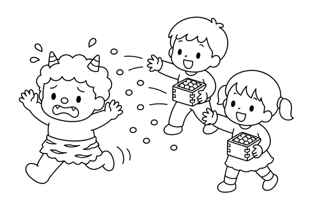豆まきの塗り絵