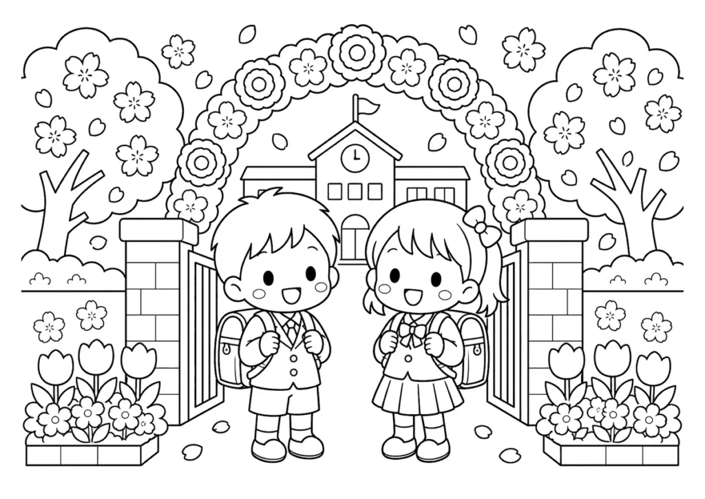 入学式の塗り絵
