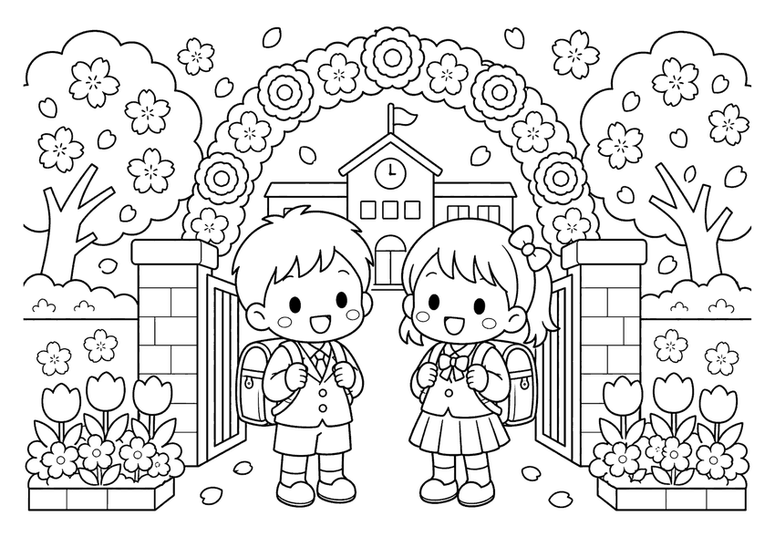 入学式の塗り絵