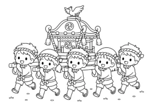 お神輿の塗り絵