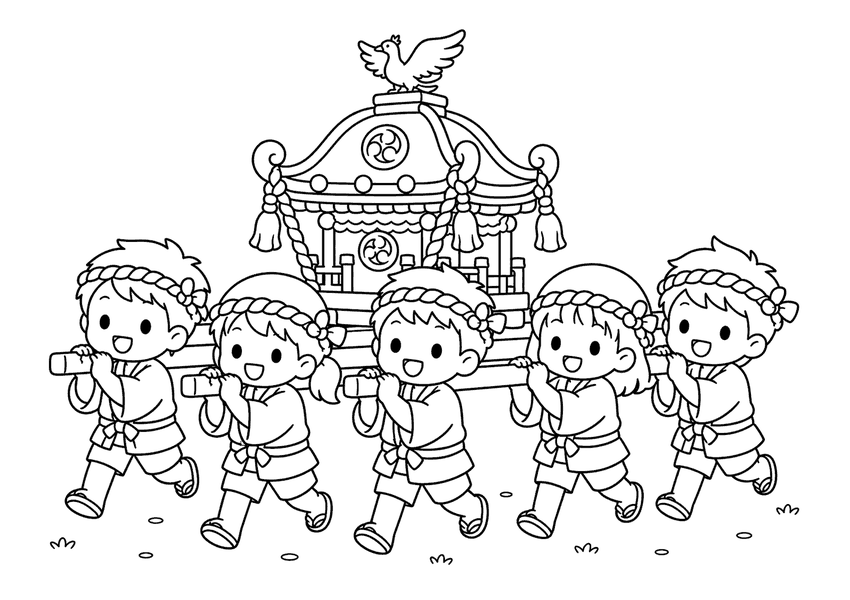 お神輿の塗り絵