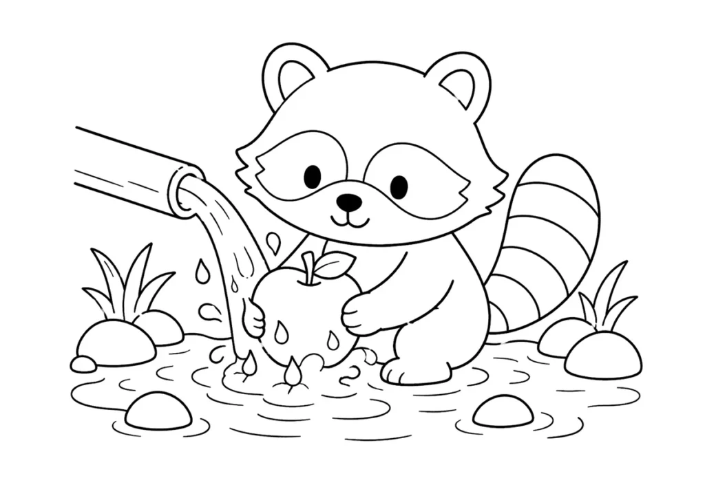 アライグマの塗り絵