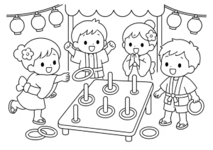 輪投げの塗り絵