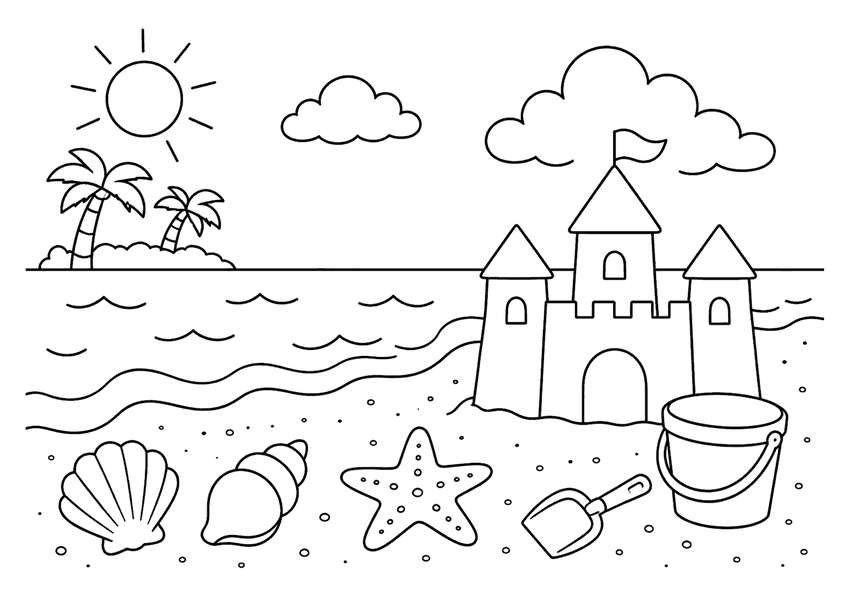 砂浜の塗り絵