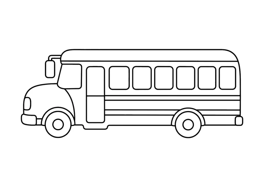 スクールバスの塗り絵