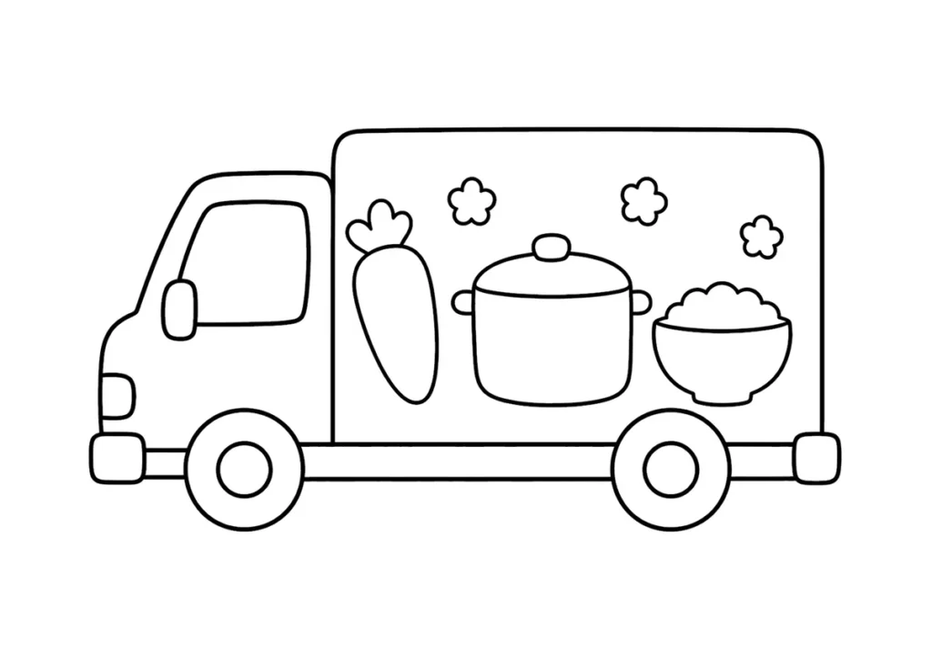 給食トラックの塗り絵