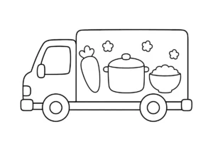 給食トラックの塗り絵