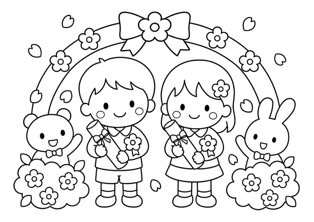 卒園式の塗り絵