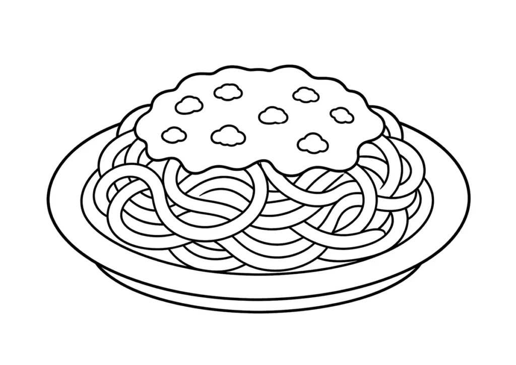 スパゲティの塗り絵