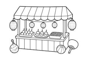 屋台の塗り絵