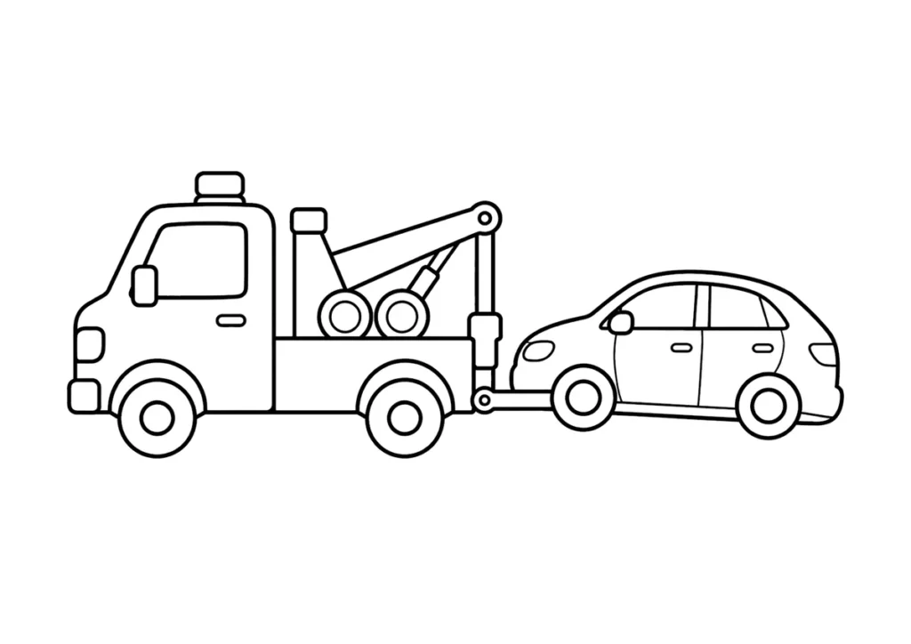 レッカー車の塗り絵
