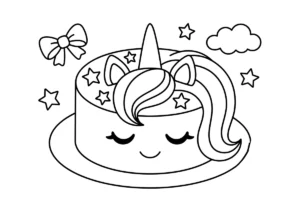 ユニコーンケーキの塗り絵