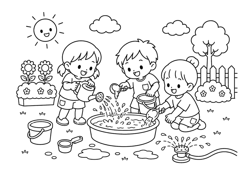 水遊びの塗り絵