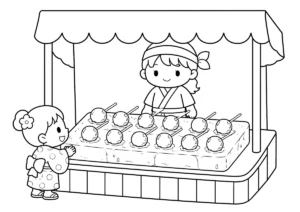 水あめ（あんず飴）の塗り絵