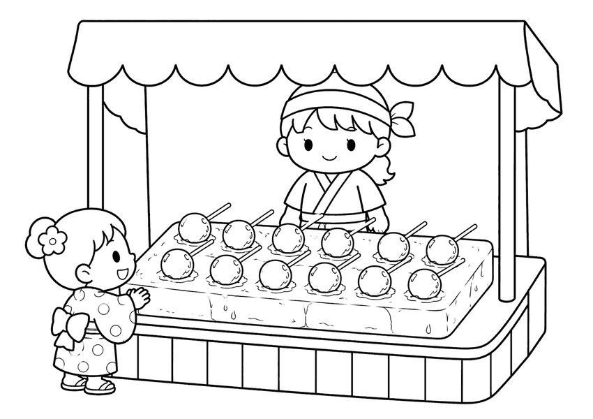水あめ（あんず飴）の塗り絵