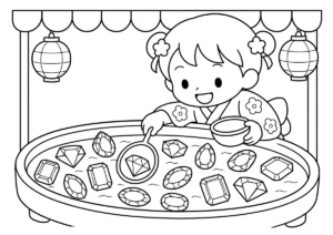 宝石すくいの塗り絵