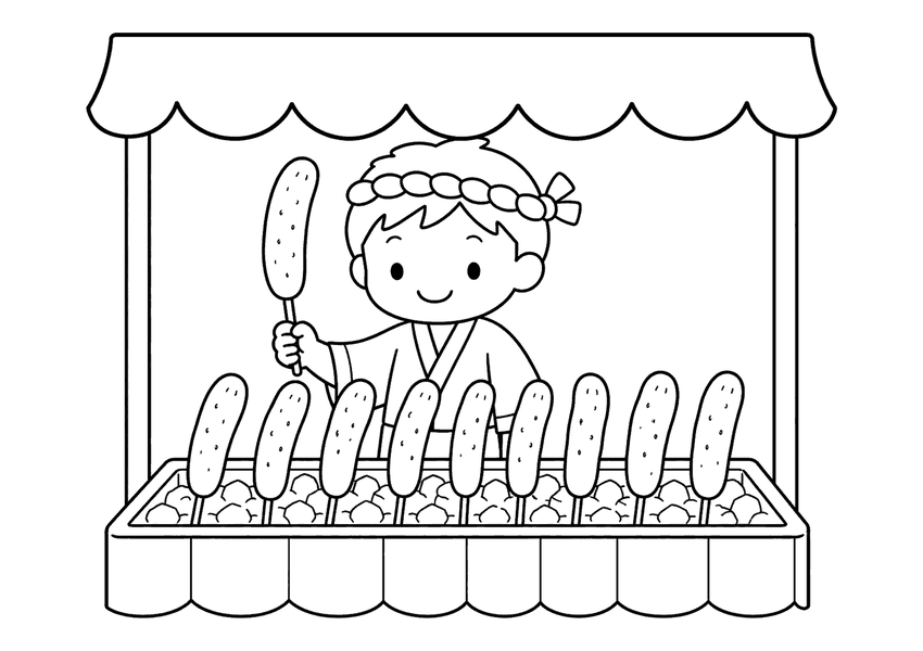 きゅうりの一本漬けの塗り絵