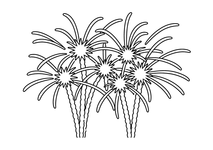 打ち上げ花火「八方咲き」の塗り絵