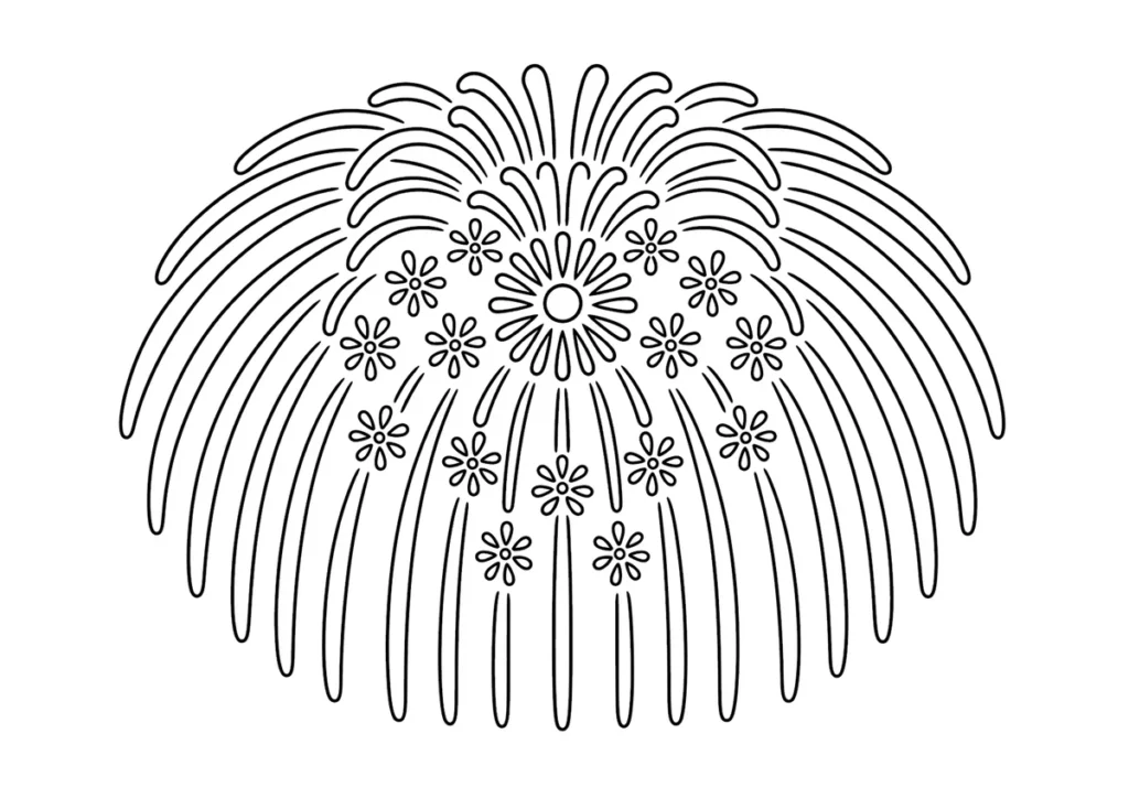 打ち上げ花火「小割浮模様」の塗り絵