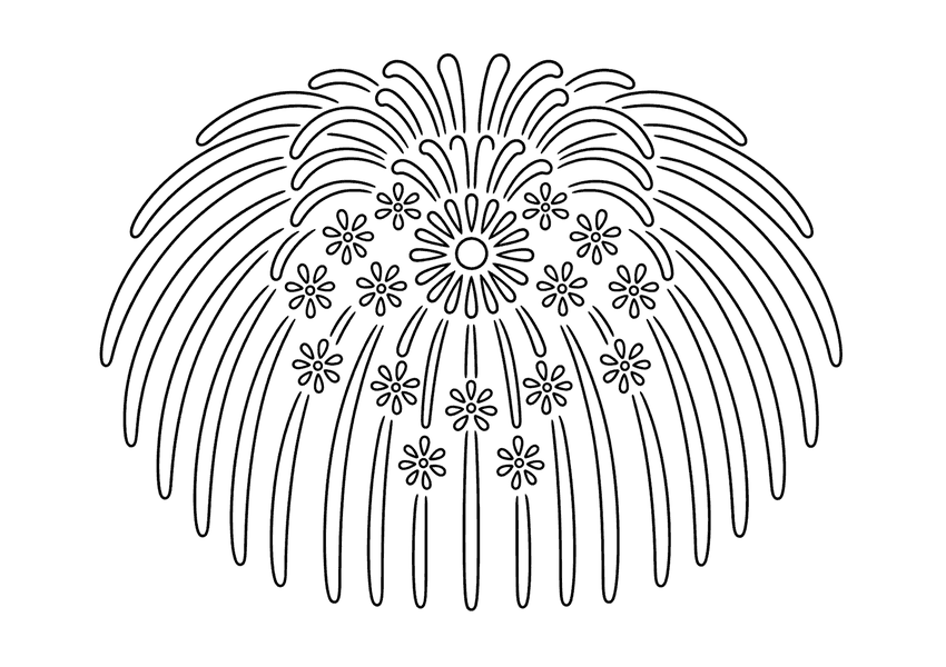 打ち上げ花火「小割浮模様」の塗り絵