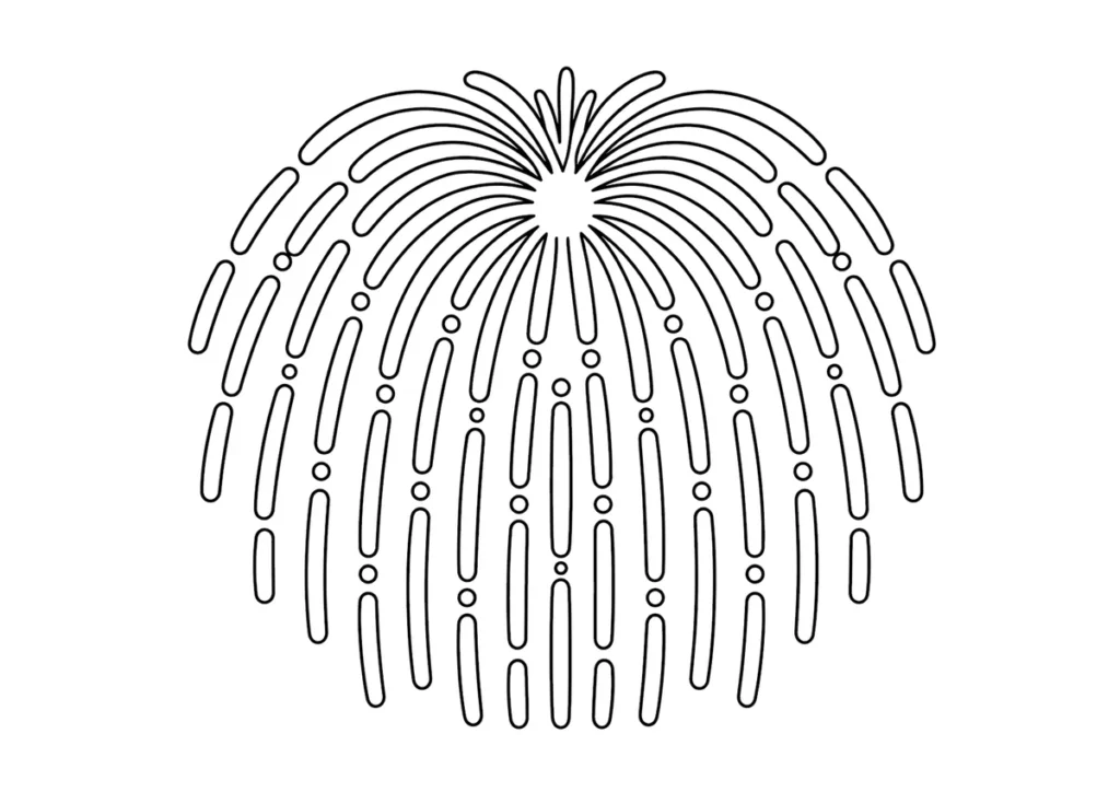 打ち上げ花火「柳」の塗り絵