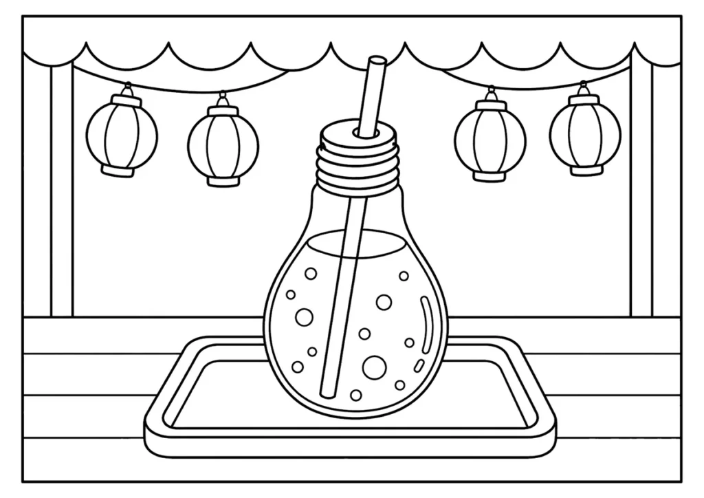電球ソーダの塗り絵