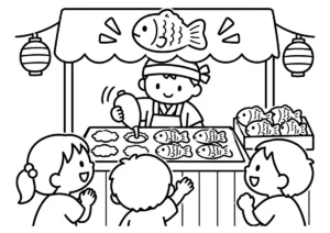 たい焼きの塗り絵