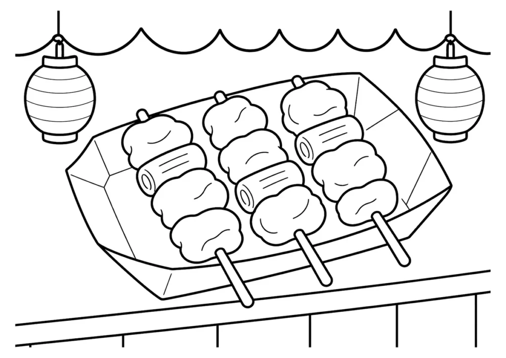 焼き鳥の塗り絵