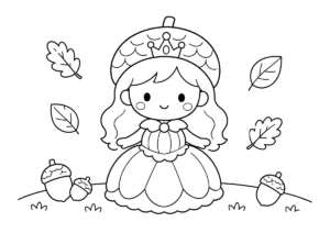 どんぐりプリンセスの塗り絵