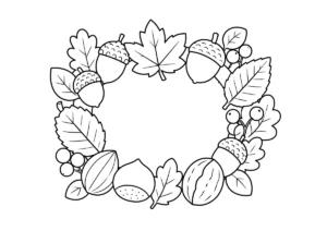 どんぐりリースの塗り絵